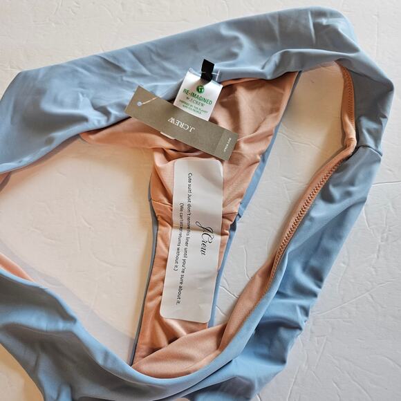 J Crew Curved Waist Cheeky Bikini Bottom Blue Mist Women's Large Swim Pool Beach - Picture 4 of 8